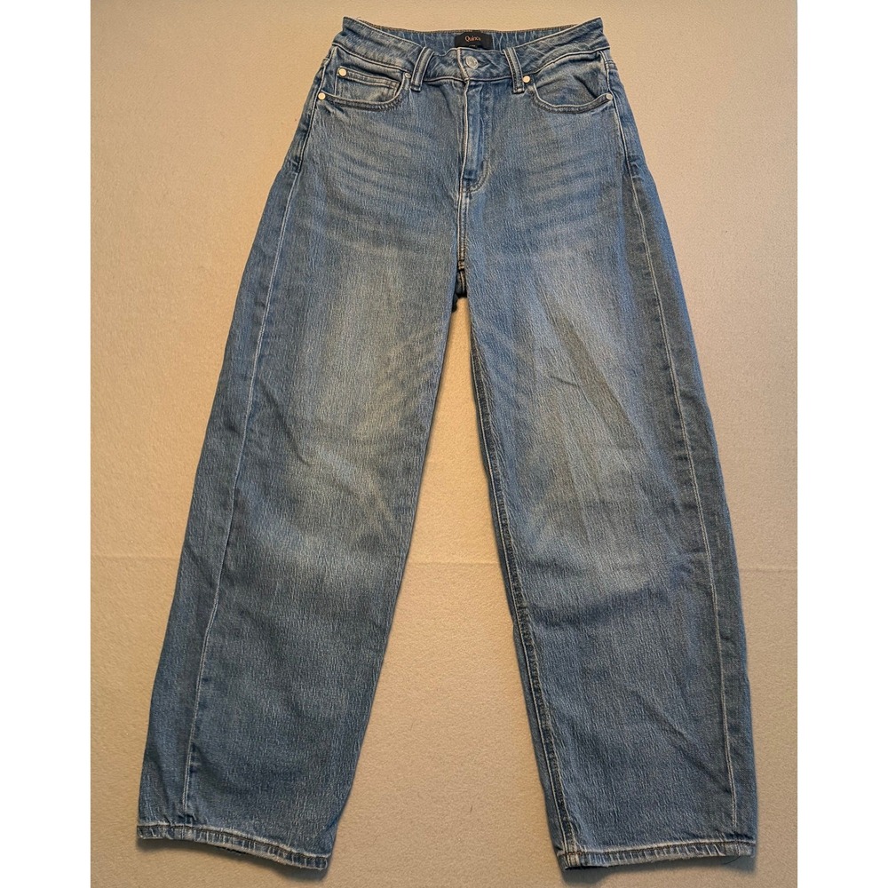 Quince Stretch Bella Stretch Barrel Jeans Atlantic Blue Organic Cotton Size 27